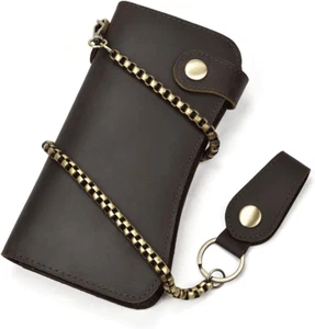 Cartera Para Hombre Con Cadena Cartera De Camionero Plegable Larga De Cuero ... - Picture 1 of 12