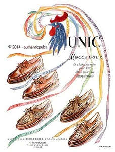 PUBLICITE CHAUSSURES UNIC MODELE MOCADOUR COQ SIGNE MERCEY DE 1951 FRENCH AD PUB - Picture 1 of 1