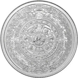 Pure Silver .999 Bullion - Mexico Aztec Calendar Mayan- 1/4 oz round coin - Picture 1 of 2