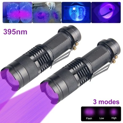 2x UV Ultra Violet LED Taschenlampe Schwarzlicht Licht 395nM LED Leuchte Torch - Bild 1 von 4