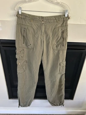 Pantalones cargo Da-Nang excedente de colección para mujer S seda Y2K grunge verde militar usados en excelente estado Foto 1 de 4