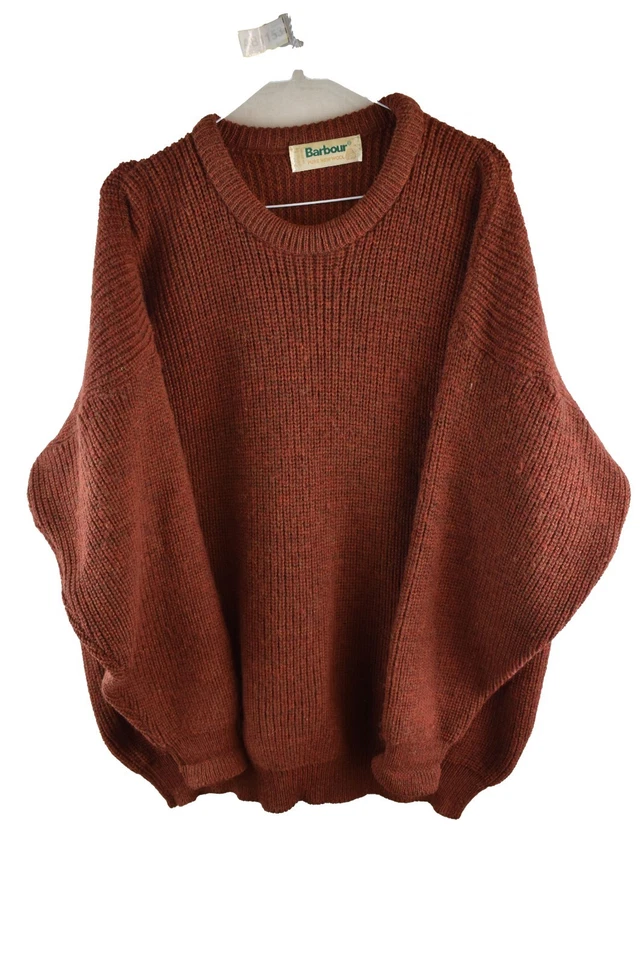 BARBOUR D627 Pure New Wool Brown Knitwear Jumper size C46/117Cm Mens Chunky - Image 1 of 4