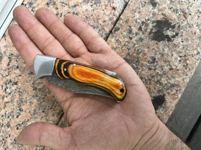 Custom Handmade Tactical Folding Damascus Steel Blade The American Pocket Knife - Image 1 of 4