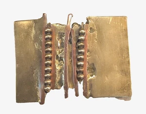 Vtg 1982 Ted Striewski Art Signed Belt Buckle Brass Copper Unisex 4.25" x 3.50" - Picture 1 of 12