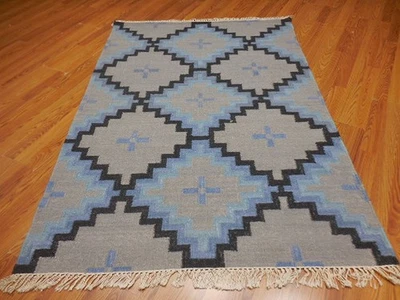 MODERND  ANATOLIA FLATWAVE KILIM GEOMATRIC  TURKISH OUSHAK DESIGN 4.3x6 RUG - Image 1 of 4