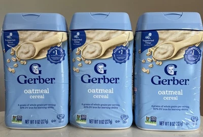Gerber 1st Foods Oatmeal Single Grain Baby Cereal Non GMO 7/26– 8 Oz – Pack of 3 - Image 1 of 4
