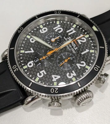 shinola runwell sport chrono 48mm relógio masculino mostrador de fibra de carbono - Imagem 1 de 4