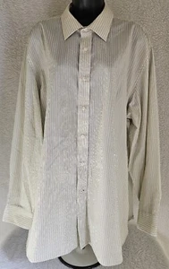 Haggar Mens Shirt Size 17.5 34/35 Yellow Blue White Striped - Picture 1 of 24
