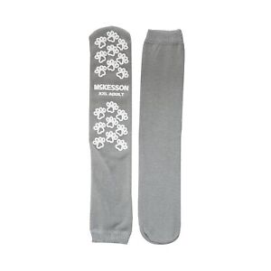 McKesson Unisex Slipper Socks Adult Size 10-1/2 to 11-1/2 Gray 1 Pair