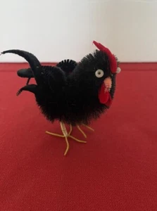 Vintage Black Chenille Rooster  - Picture 1 of 5