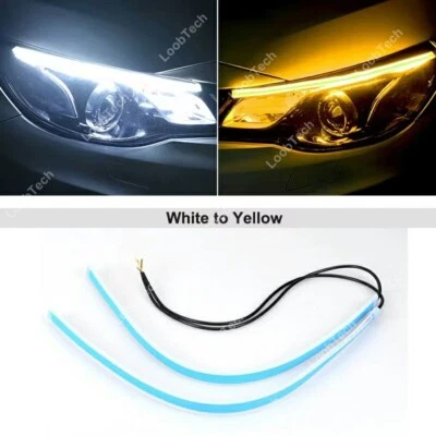 17.7" LED Strip Lights Yellow Turn Indicator Flexible Headlight DRL Strip Bar - Image 1 of 4