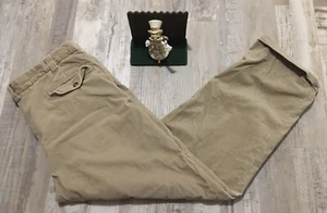 LL Bean Mens Beige Pleated Cuffed Corduroy Trousers Pants Size 36X30 - Picture 1 of 8