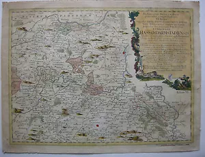 Tarjeta grabada en cobre original de Hesse Darmstadt color Pronner bei Homann 1754  - Imagen 1 de 1