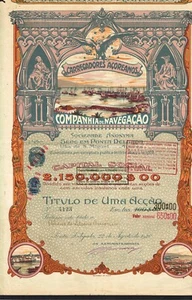 PORTUGAL SHIPPERS NAVIGATION COMPANY 1920 stock certificate/ bond #4123 - Imagen 1 de 2