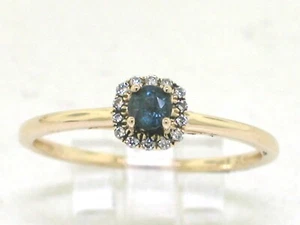 Saphir Ring 585 Gelbgold 14Kt Gold natürlicher Saphir 14 Brillanten TW Si - Bild 1 von 5