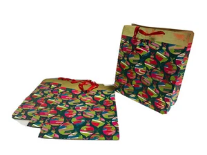 4-PACK Christmas Gift Bags NEW (some marks) 16x19x7.5 Ornament/ Gold foil design - Picture 1 of 15