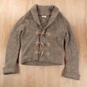 Anthropologie Kenji Natural sweater SMALL brown cardigan shawl boho wool toggle - Picture 1 of 4