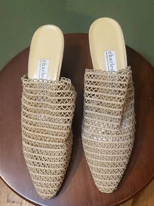 Charles David Beige/Nude Mesh Slip On Mules 2" Heal 7M New - Picture 1 of 6