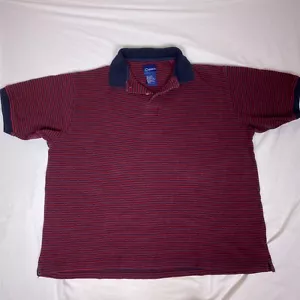 Catalina Polo Shirt Mens L Large Red Blue Striped Soft Cotton Stretch Short Slev - Picture 1 of 12