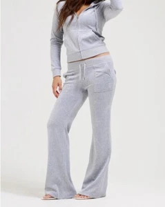 NEW Juicy Couture Velour Low Rise Pocketed Flare Pants & Zip Hoodie Set! - Picture 1 of 12