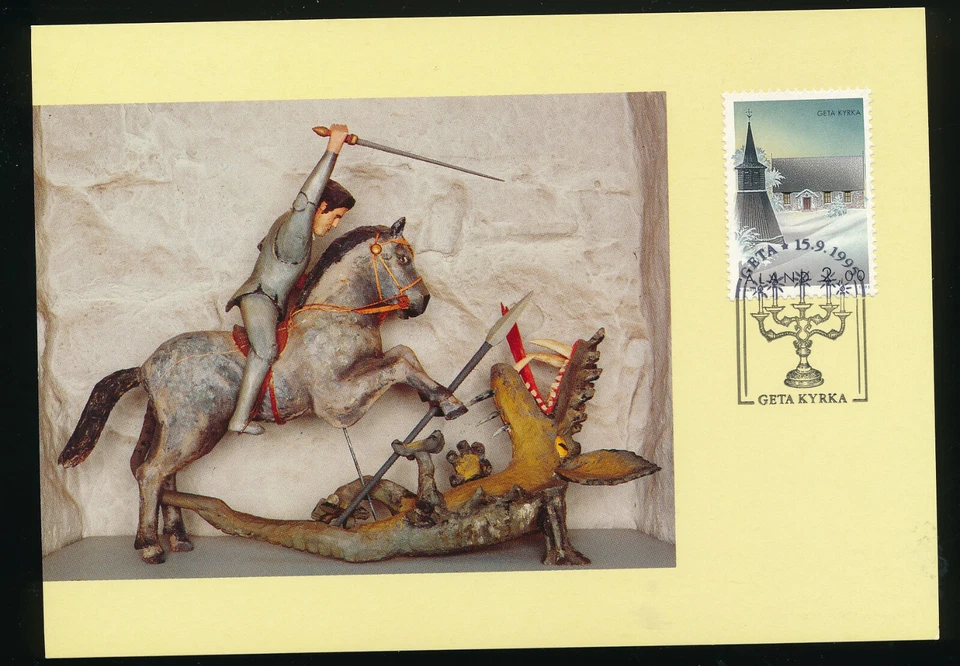 Aland, FDC, iglesia de San Jorge en Geta, 1995, postal Foto 1 de 1