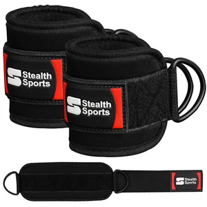 ANKLE CUFF STRAPS FOR CABLE MACHINES ATTACHMENT D RING GYM LEG EXERCISE WORKOUT - Picture 1 of 10