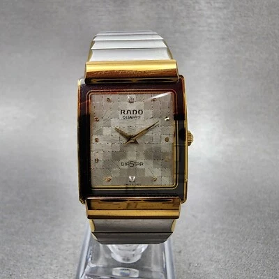 Rado Diastar Watch Men 23mm Gray Dial Black Tone Rectangle 153.0522.3 New Batt - Image 1 of 4