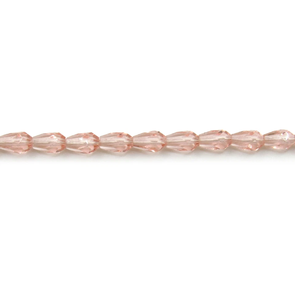 Rose Pink - 50 7x5 mm Teardrop Czech Glass Fire Polish Beads - Image 1 of 1