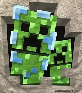 NEW Mojang Minecraft Boys Charged Creeper Shirt Gray Size XS (4/5) Short Sleeve - Picture 1 of 4