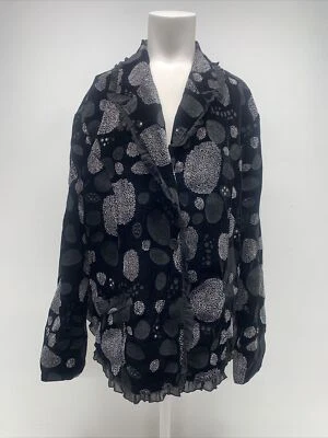 Chaqueta Blazer Chicos Botones Lunares Terciopelo Boho Terciopelo Negro Talla 3 XL Foto 1 de 4