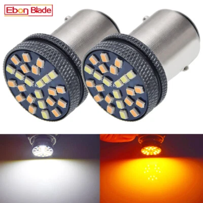 2 x 1157 BAY15D Dual Color Switchback White Amber LED DRL Turn Siganl Light Bulb Foto 1 de 4
