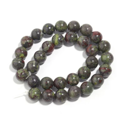Natural Dragon Blood Jasper Gemstone Smooth Round Loose Beads for Jewelry Making - Image 1 of 4