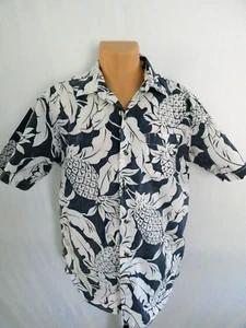 Hobie by Hurley Hawaiian Print Men's L Short Sleeve Shirt Blue & White Print - Picture 1 of 8