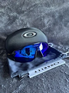 New Oakley Sunglasses Radar EV Advancer Matte Black Frames Blue Lens Sporty - Picture 1 of 3
