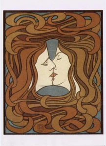 Peter Behrens•The Kiss 1900•Art Nouveau 4x6 POSTCARD - Picture 1 of 1