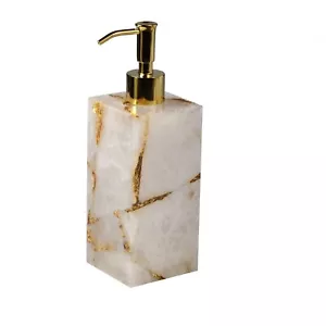 3 x 3 Inches Soap Dispenser Resin Art with Agate Stone White Marble Soap Bottle - Picture 1 of 4