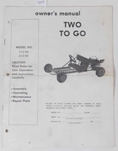 Vintage Manco Two To Go 210-00 215-00 Go Kart 3.5 & 5 HP Fun-Kart Owner's Manual - Picture 1 of 8