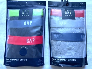 NIP Gap Kids Cotton Boxer Briefs Boy's Navy Gray 6 Pairs Size Medium 8 - Picture 1 of 2