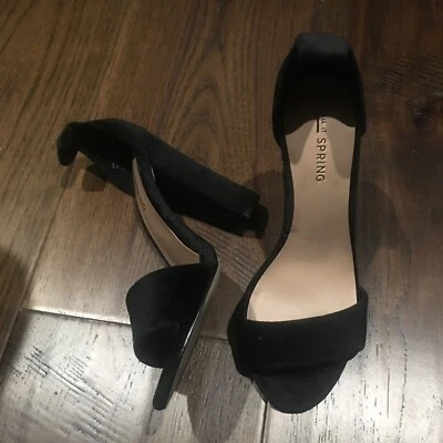CALL IT SPRING Black Velvet Sandal Heels Size 6 - Image 1 of 4