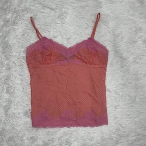 Vintage Express Women’s Y2K Babydoll Lace Tank Top Size M Medium Polka Dot Shirt - Picture 1 of 10