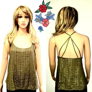 VICTORIA'S SECRET TRÄGERTOP DESSOUS TANK TOP PYJAMA GRÜN METALLIC STREIFEN Gr. S NEU - Bild 1 von 12