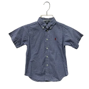 Ralph Lauren Gingham Button Down Shirt Boy's Sz.5 Blue White Check Short Sleeves - Picture 1 of 5
