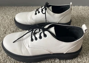 Qupid Platform Chunky Heel White Black Leather Shoes Womens Size 9.5 / 41 - Picture 1 of 14