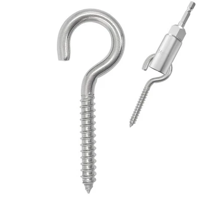 Ganchos atornillables de acero inoxidable 304, ganchos de ojo de alta resistencia para madera, Navidad... Foto 1 de 4