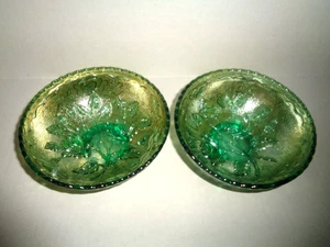 Imperial OFFENE ROSE (2) GRÜN Karneval Glas SALATSCHALEN 5" mit - Bild 1 von 15