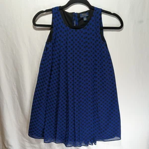 Polo Ralph Lauren Dress Girls Sleeveless A-Line Pleated Check Chiffon Blue Sz 8 - Picture 1 of 5