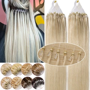 Russian 100% Remy Human Hair Micro Ring Loop 1G Tip Extensions Bead Blonde Thick - Picture 1 of 42