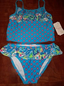 Girls 6 Tommy Bahamas New 2P Turquoise Swimsuit UPF 50 - Picture 1 of 6