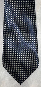 Baijian Navy Gray Mini Square Men's Hand Made Silk Neck Tie 59.5x3.25" - Picture 1 of 2