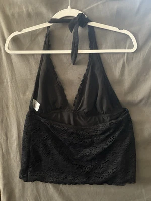Top halter Mossimo negro de encaje forrado con tela negra talla L Foto 1 de 2